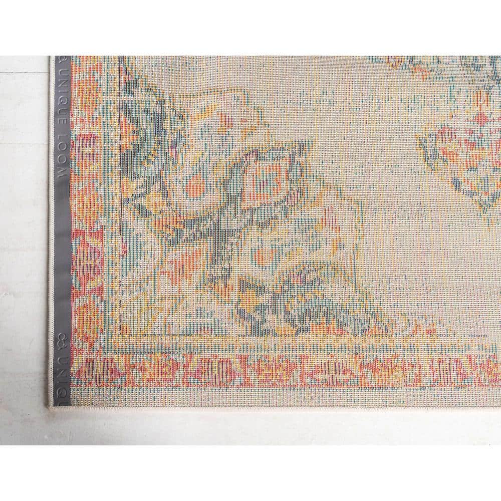 Ivory Rectangular Synthetic Easy Care Area Rug, 9' x 12'
