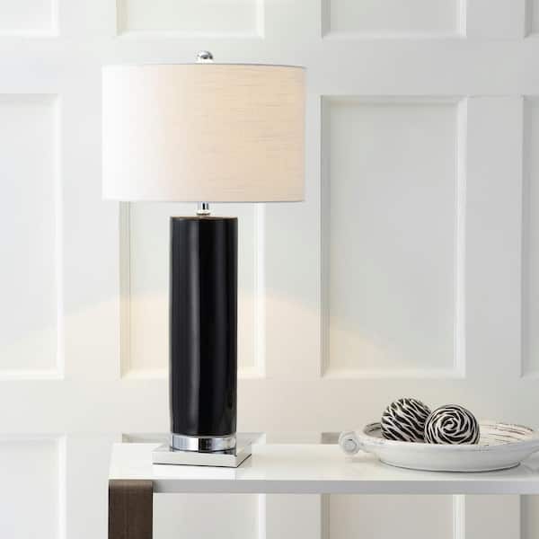 JONATHAN Y Dallas 31.5 in. Black/Chrome Ceramic Table Lamp