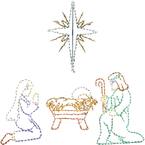 4 ft. 681-Light Multi-Color Nativity Set with Star Novelty Light (4-Piece)