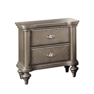 18 in. Brown 2-Drawer Wooden Nightstand