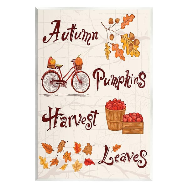 Stupell Industries Autumn Pumpkins Harvest Leave by Diane Labombarbe 1 Piece Unframed Graphic Print Nature Poster Art Print 15 in. x 10 in.