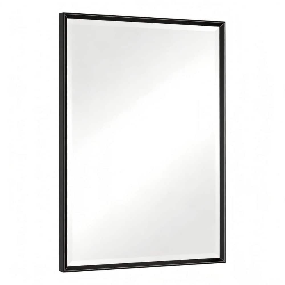 22 in. W x 30 in. H Framed Rectangular Nickel Wall-Mounted Beveled Frame Bathroom Vanity Mirror, Brushed Black price history on PriceWatchPro
