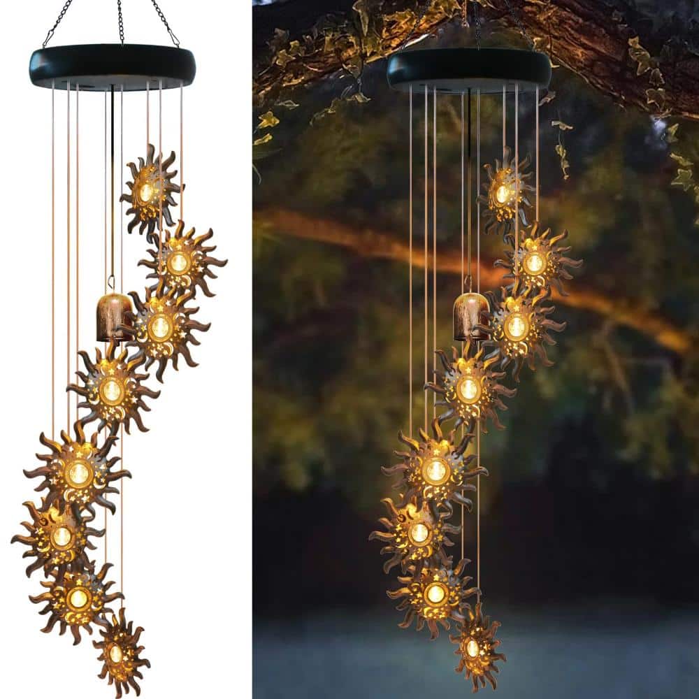 29.5 in Solar Wind Chime with Warm LED Hanging Lights Bronze 1-Piece price history on PriceWatchPro