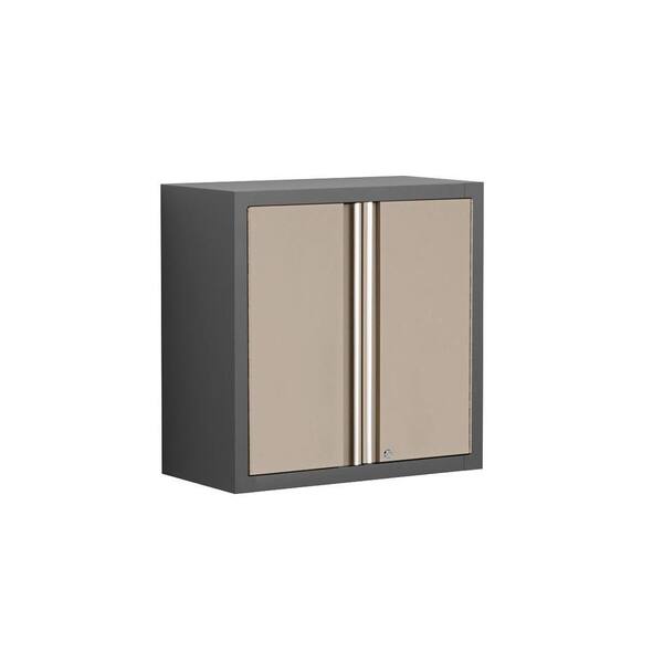 NewAge Products Pro Series 28 in. H x 28 in. W x 14 in. D 2-Door 18-Gauge Welded Steel Wall Garage Cabinet in Taupe