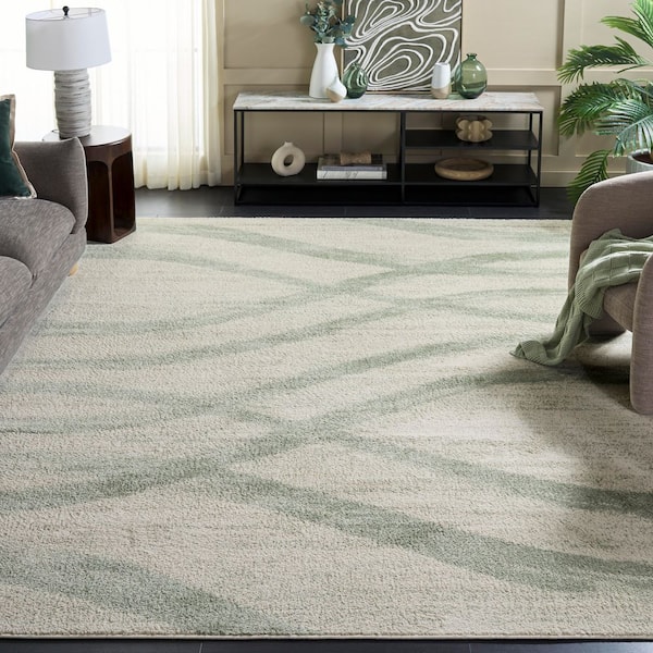 Adirondack 9 ft. x 12 ft. Ivory/Sage Waves Area Rug