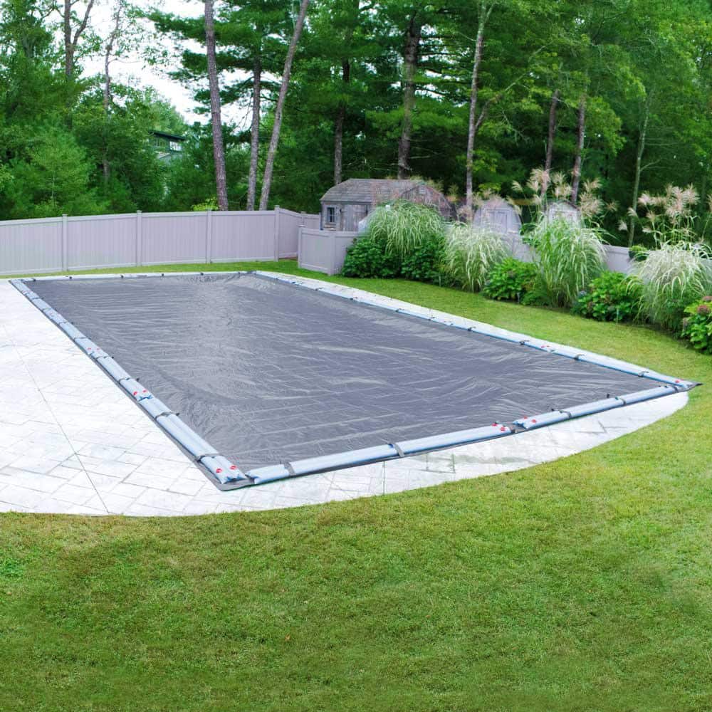 Sky Blue Rectangular Polyethylene Winter Pool Cover for In-Ground Pools