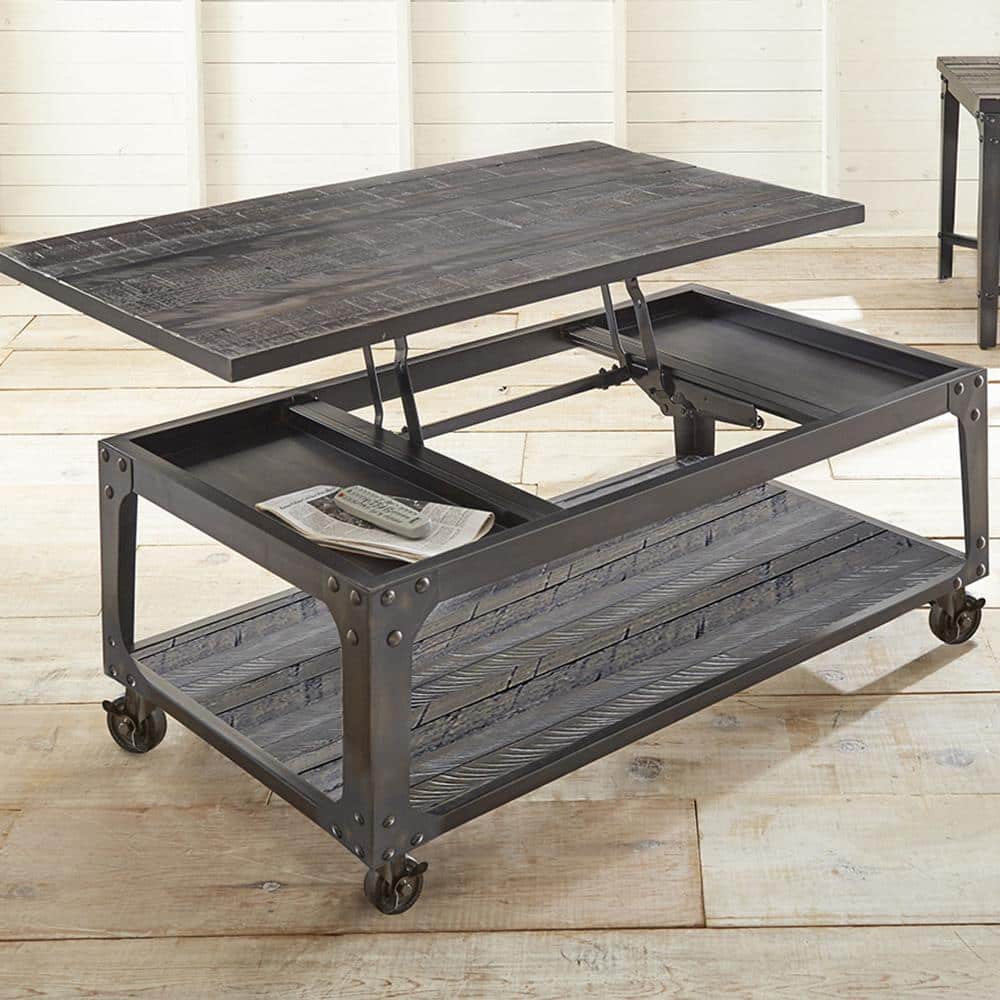 Rustic Tobacco 48" Wood Lift-Top Coffee Table with Storage