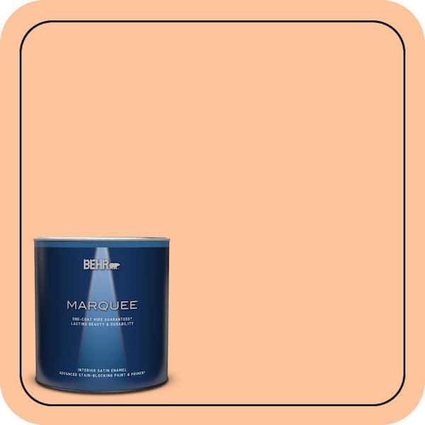 BEHR MARQUEE 1 qt. #260B-4 Orange Sherbet Satin Enamel Interior Paint & Primer