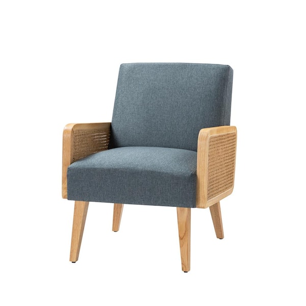 JAYDEN CREATION Delphine Blue Fabric Arm Chair (Set of 1)