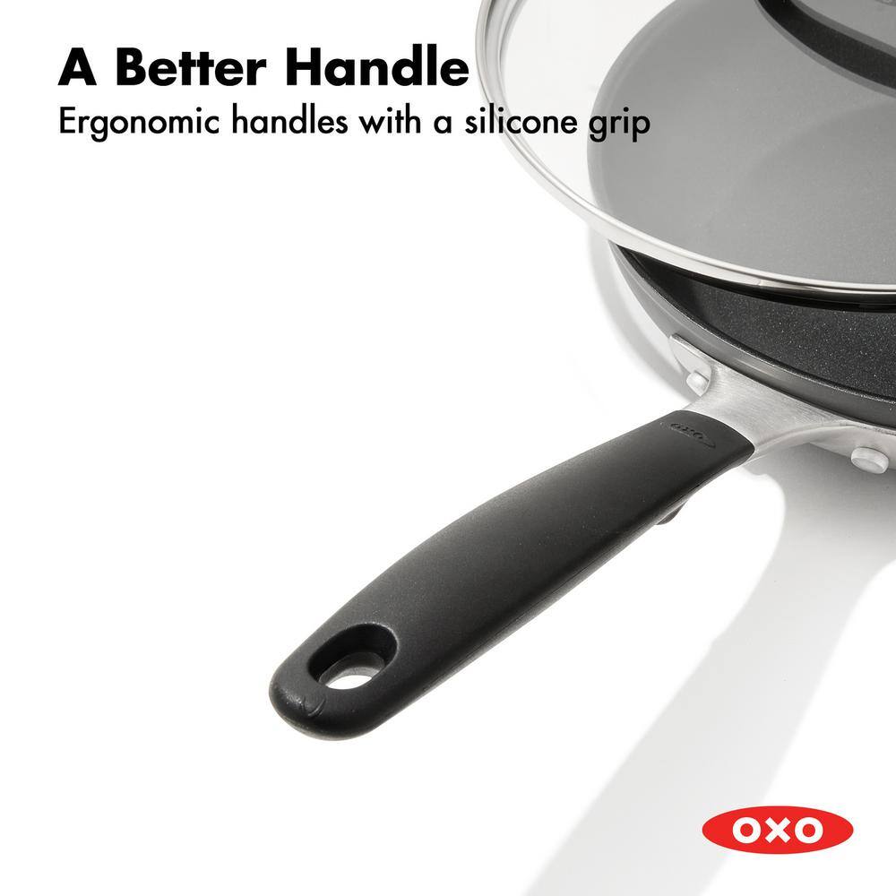 11" Black Aluminum Non-Stick Frying Pan with Glass Lid
