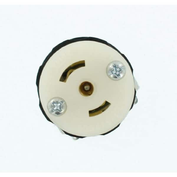 Leviton 15 Amp 125/250-Volt Locking Connector Non-Grounding MiniLock, Black-White