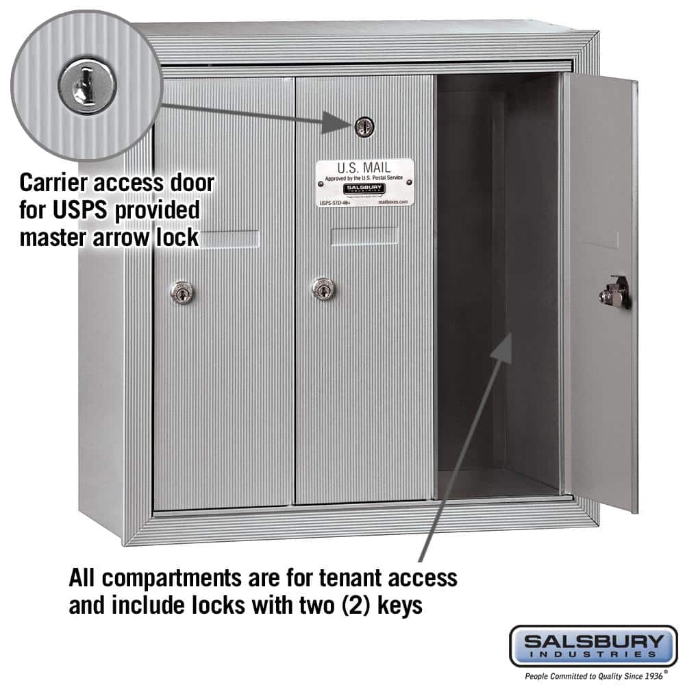 Salsbury Industries Master Commercial Lock For Private Access Of FL 4B Horizontal Mailbox And Parcel Locker With 2 Keys