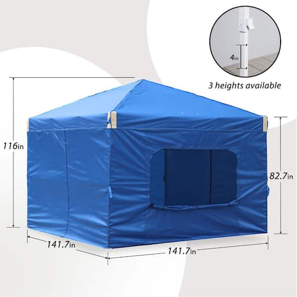 Aoodor 12 ft. x 12 ft. Pop Up Canopy Tent with Removable Sidewall,with  Roller Bag-Blue 800-153-BL-C - The Home Depot