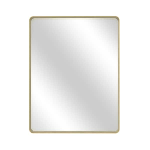 28 in. W x 36 in. H Rectangular Framed Wall-Mounted Bathroom Vanity Mirror in Tempered Glass