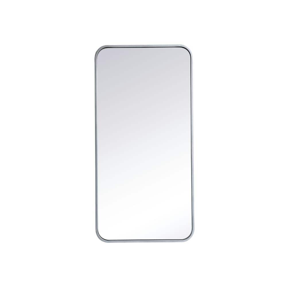 Timeless Home 36 in. H x 18 in. W Silver Modern Soft Corner Rectangular Wal