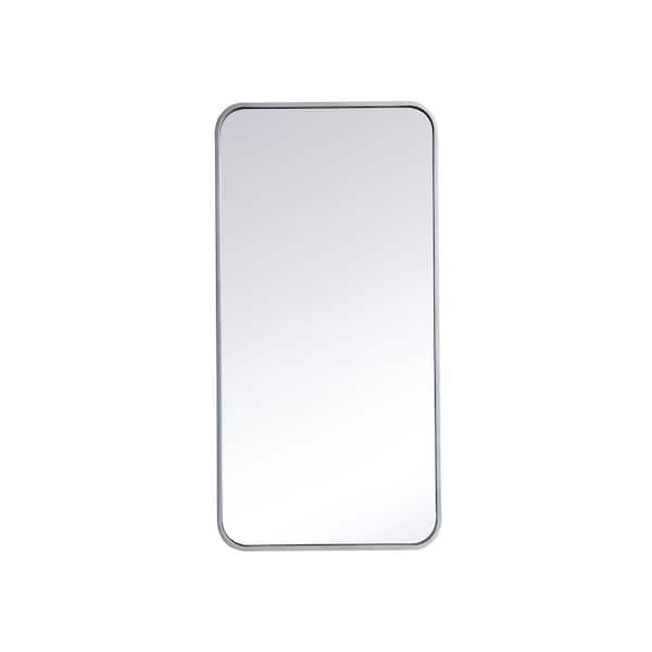 Unbranded Timeless Home 36 in. H x 18 in. W Silver Modern Soft Corner Rectangular Wall Mirror