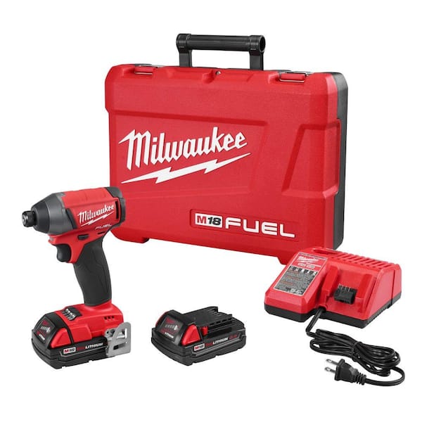 Milwaukee M18 FUEL 18-Volt Lithium-Ion Brushless Cordless 1/4 in. Hex Impact Driver Kit W/(2) 2.0Ah Batteries, Charger, Hard Case