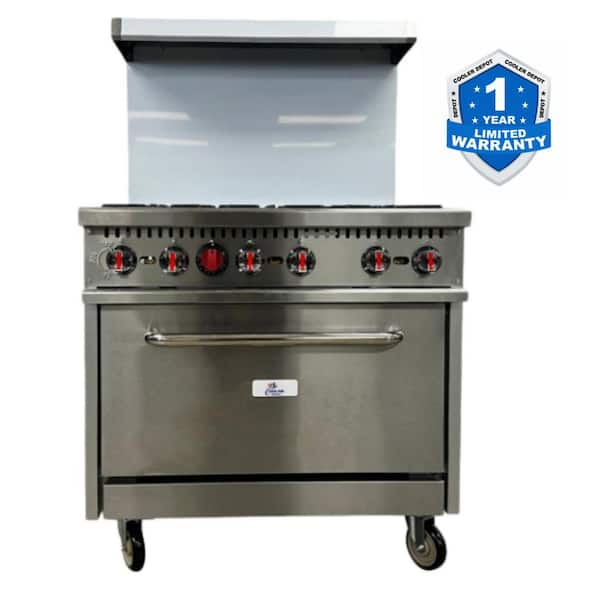 36 in. 4.5 cu. ft. 6 Burner NSF Commercial Gas Range in Stainless Steel