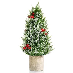 18.5 in. Snowy Tabletop Christmas Tree with 170 PE Branch Tips and Pulp Base