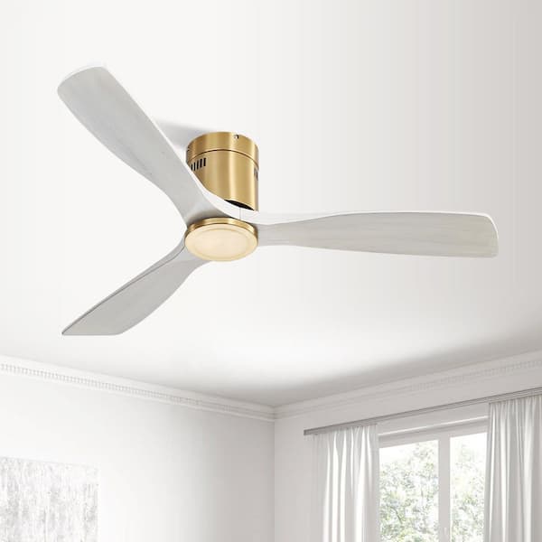 MODERN HABITAT 52 in. Indoor Flush Mount Grey Oak Solid Wood Blades Standard Ceiling Fan with Remote 6-Speed, DC Motor Reversible