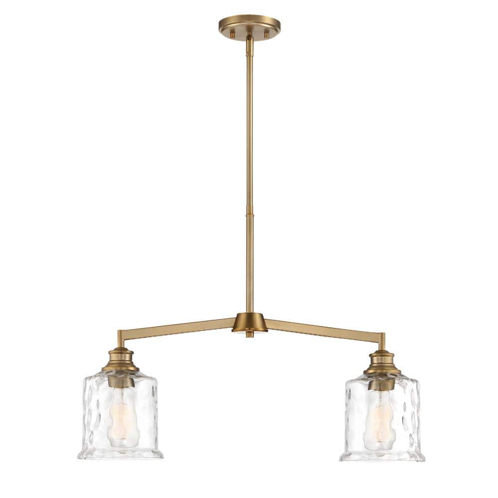 Designers Fountain Drake 60-Watt 2-Light Brushed Gold Pendant with Clear  Hammered Glass Shade 96338-BG - The Home Depot
