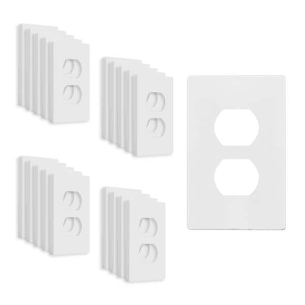 ENERLITES 1-Gang White Duplex Outlet Plastic Screwless Wall Plate (20-Pack)