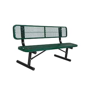 Portable 6 ft. Green Diamond Commercial Park Bench with Back