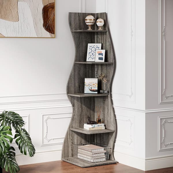 BYBLIGHT Eulas 69.8 in. Tall Green Engineered Wood 5-Shelf
