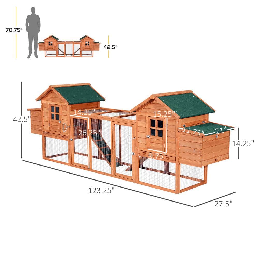 Large Dual Wooden Chicken Coop with Nesting Boxes and Ramps