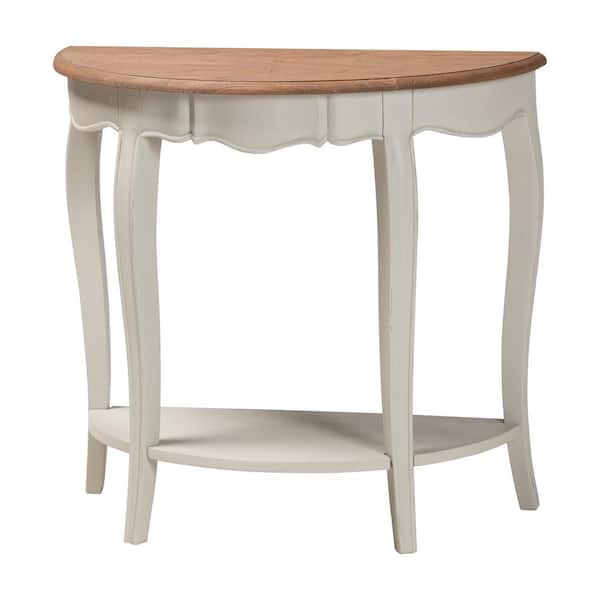 Cordelia 32 in. White Half Moon Wood Console Table