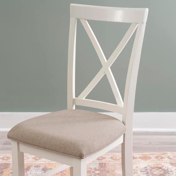 Twyla Vanilla White and Beige Polyester Dining Side Chair Set of 2