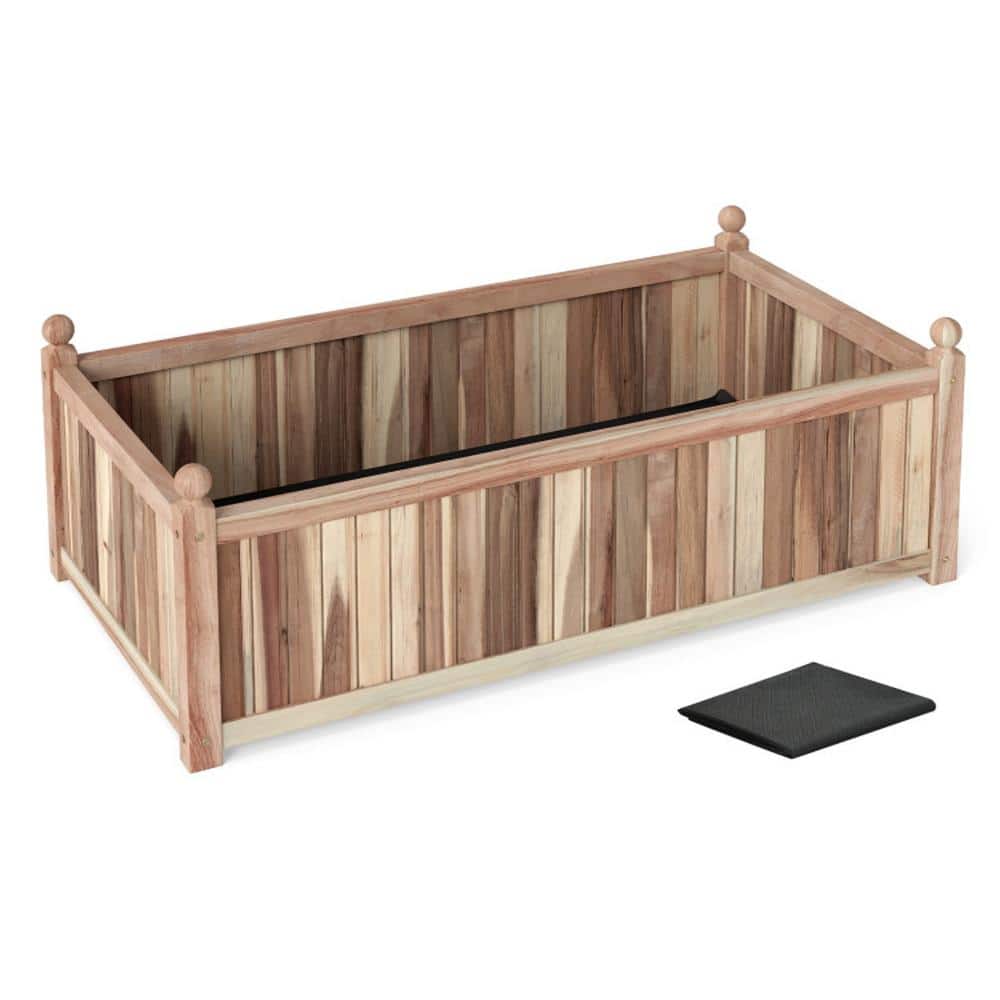 44 in. L Natural Acacia Wood Rectangular Raised Garden Planter Box with Liner price history on PriceWatchPro