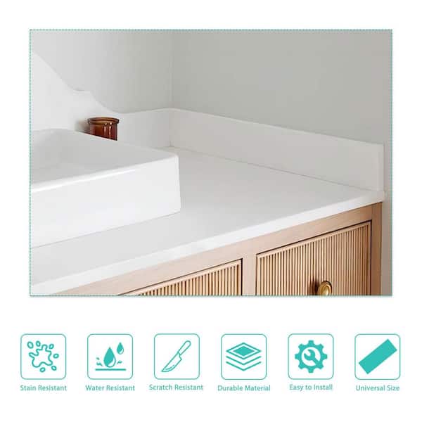 Scott Living 4-in H x 21-in L Gray Engineered Bathroom Side Splash Scott Living 4-in H x 21-in L Gray Engineered Bathroom Side Splash