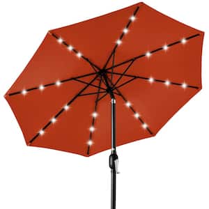 10 ft. Market Solar LED Lighted Tilt Patio Umbrella w/UV-Resistant Fabric in Rust Orange