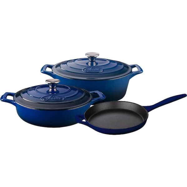 La Cuisine PRO Range 5-Piece Cast Iron Cookware Set in Ultramarine Blue
