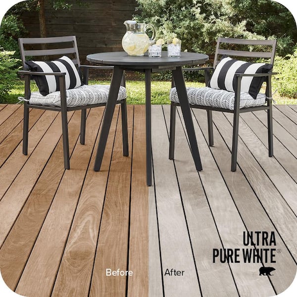 5 gal. #ST-210 Ultra Pure White Semi-Transparent Waterproofing Exterior Wood Stain and Sealer