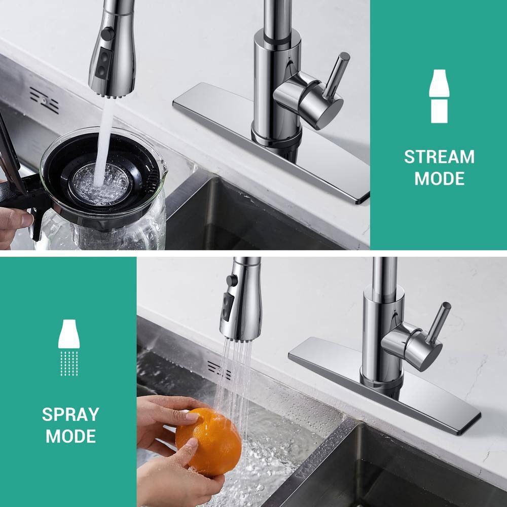 Chrome Pull-Down Kitchen Faucet with Soap Dispenser