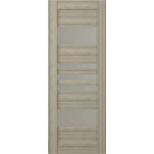 Leti 18 in. x 84 in. No Bore Solid Core 5-Lite Frosted Glass Shambor Wood Composite Interior Door Slab