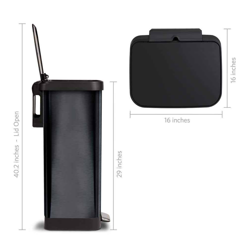 Black Stainless Steel 20 Gallon Step Trash Can with Pedal