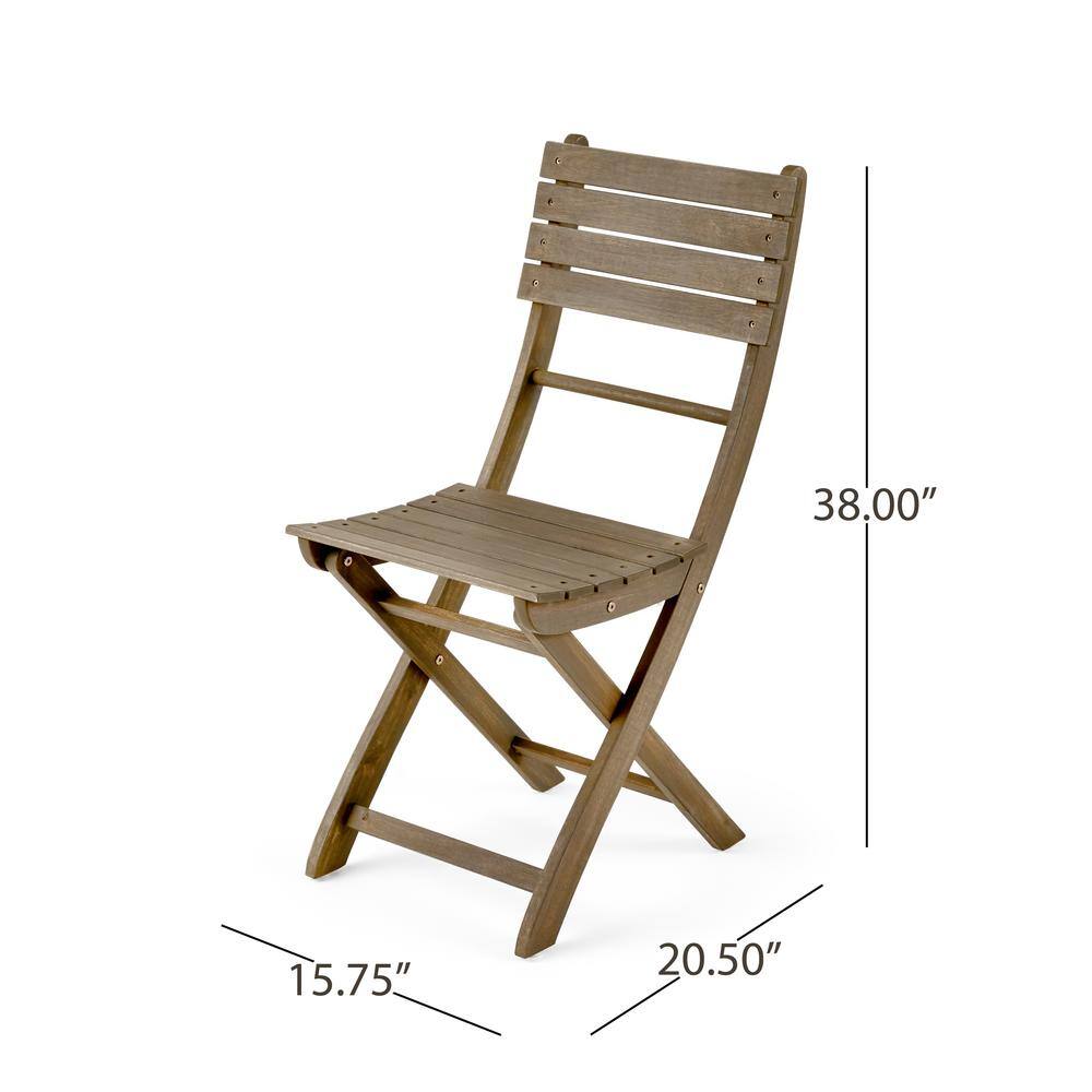 Gray Acacia Wood 3-Piece Foldable Outdoor Bistro Set