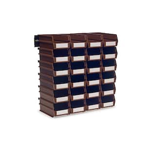0.301-Gal. Small Bin System in Brown (24-Bins) and 2- Wall Mount Rails