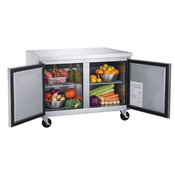 60 in. W 15.5 cu. ft. 2-Door Commercial Undercounter Refrigerator in Stainless Steel