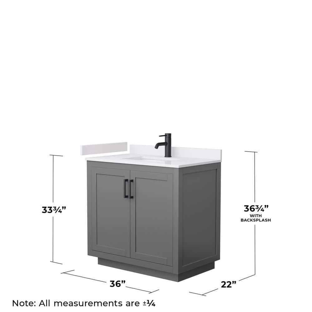 Miranda 36" Gray Freestanding Bathroom Vanity with Marble Top