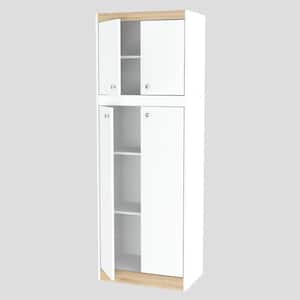 GALLEY Ready to Assemble 23.6 in. W x 14.6 in. D x 67 in. H Kitchen Storage Utility Cabinet in White and Vienes Oak