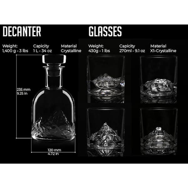 LIITON The Peaks 33-oz. Crystal Whiskey Decanter Set with Four Glasses -  Collector's Edition L20900 - The Home Depot