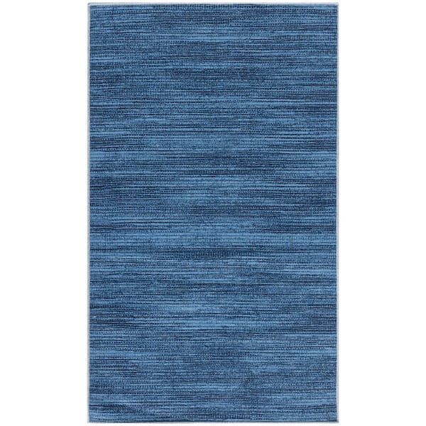 Washables Blue 3 ft. x 5 ft. Abstract Contemporary Area Rug