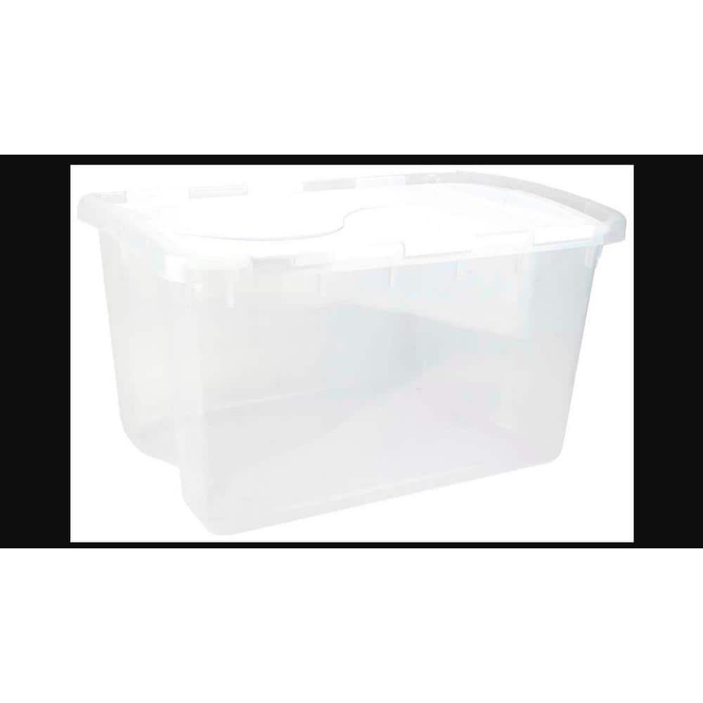 Sterilite 54 Qt Hinged Lid Storage Box Plastic Stackable Bin with Lid  24 Pack