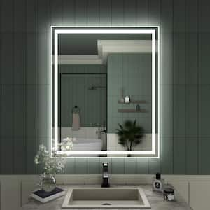 30 in. W x 36 in. H Rectangular Frameless LED Light Anti-Fog Wall Bathroom Vanity Mirror in Polished Crystal