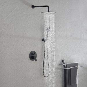 2-Spray Patterns 10 in. Wall Mount Dual Shower Heads Shower System in Matte Black
