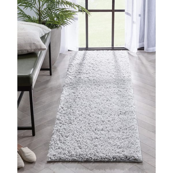 Elle Basics Emerson Solid Shag Light Grey 3 ft. 11 in. x 5 ft. 3 in. Area Rug